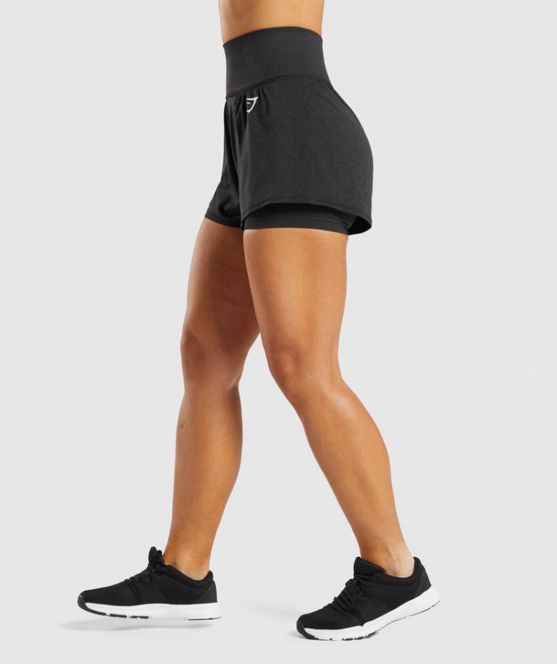 Women's Gymshark Vital Seamless 2.0 2-in-1 Shorts Black | CA D15087